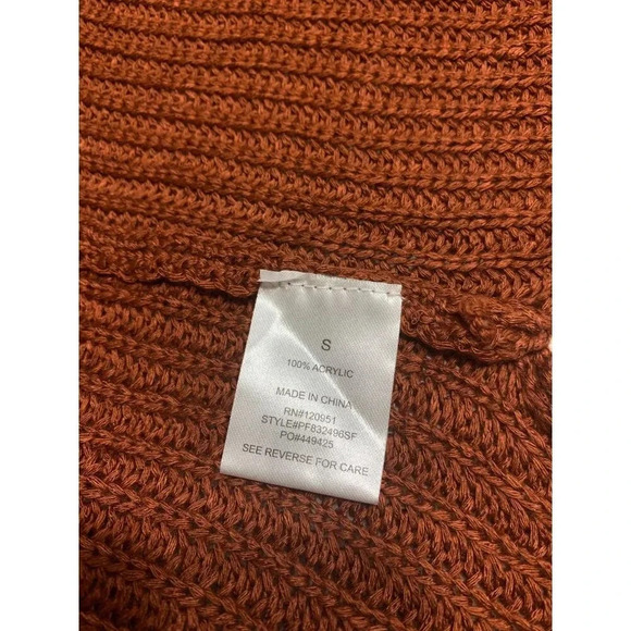 Stitch Fix Rust Open Front Cardigan Sweater With Lace-Up Detal Size Small - Picture 8 of 10